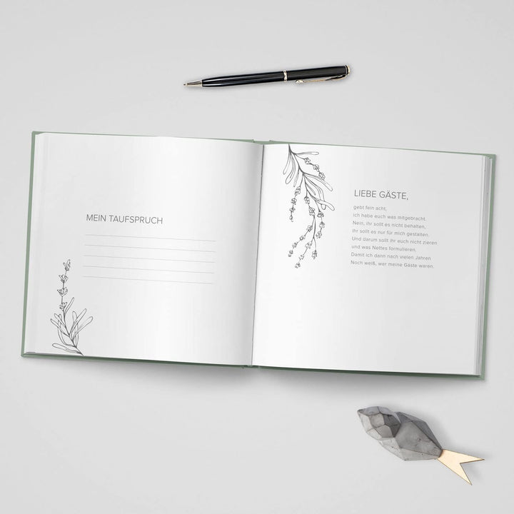 KIDDO Gästebuch zur Taufe, PERSONALISIERT, mit Veredelung in Gold, Silber oder Roségold, Taufbuch, B