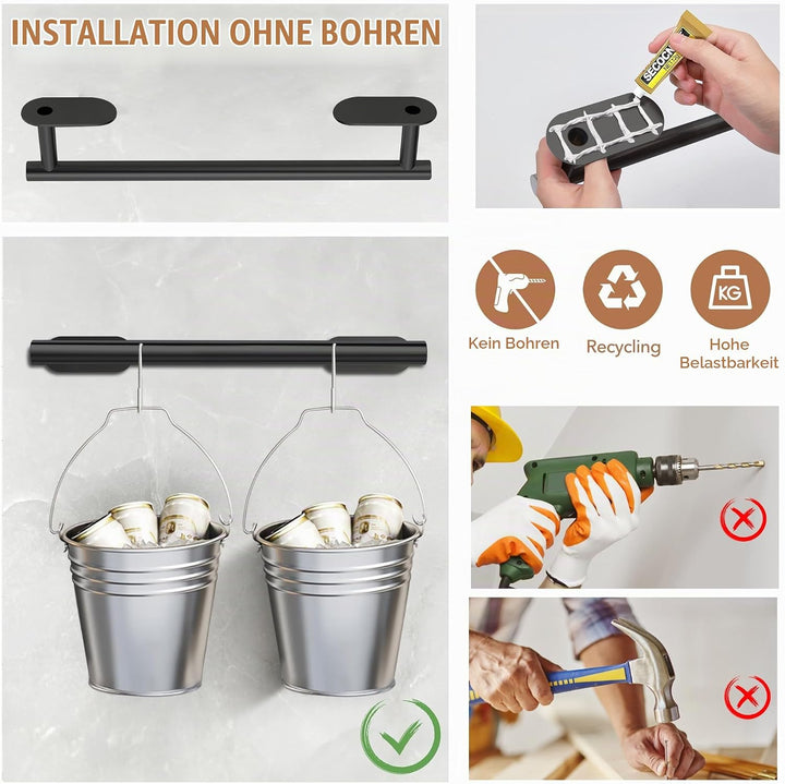 AIKER Handtuchhalter Ohne Bohren,10PCS Aktualisierte Version Handtuchhalter Set,Verdickter Hochwerti