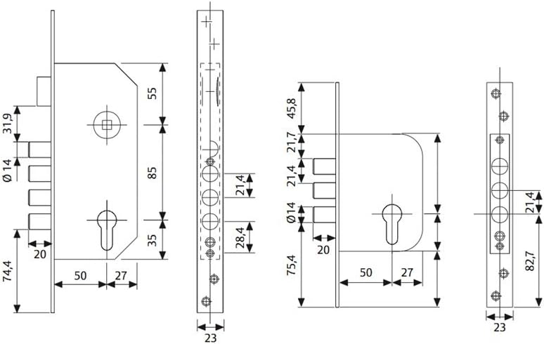 tesa R200B – Schloss mit Bolzen 50 T60 60 mm Eisen Nickel Messing. Cil. 30x30mm R201B, Messing. Cil.