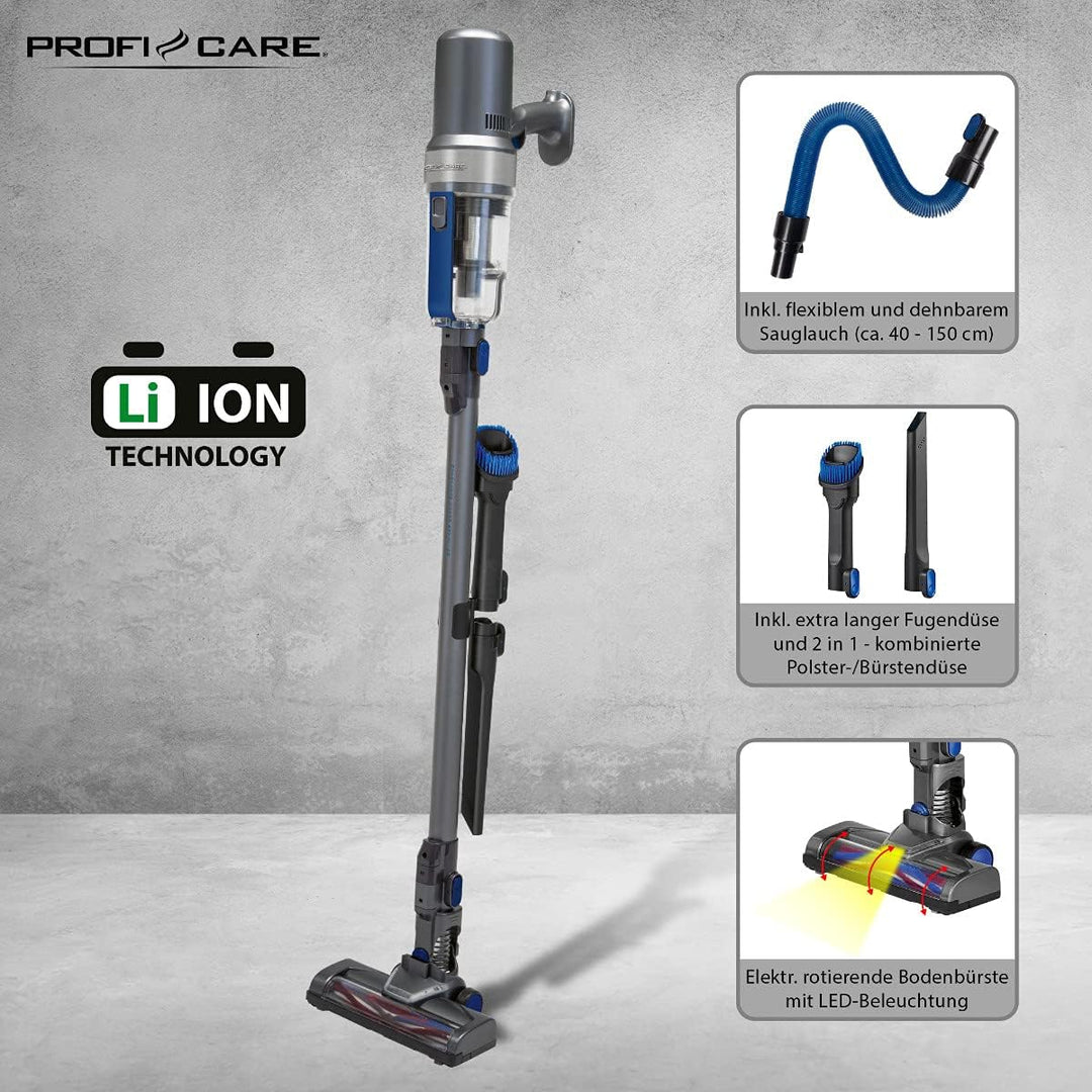 ProfiCare PC-BS 3085 A Akku Bodenstaubsauger, Eco-Cyclon-Twin-Spin Akku-Sauger mit 25,9 V Lithium-Io