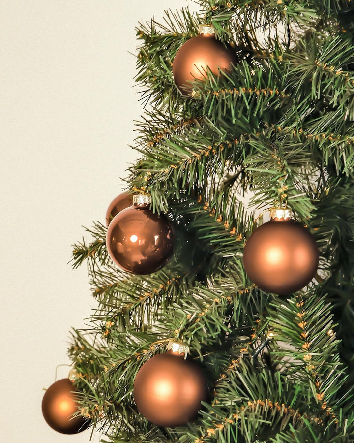 DN DECONATION Weihnachtskugeln Set, 12-teilig - Braune Glaskugeln 6cm Christbaumkugeln mit Aufhängun