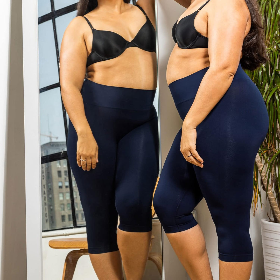 FarmaCell Bodyshaper 604Y - INNGERGY FIR Effekt Anti-Cellulitis Schlankheits Capri Shorts XXL Blau,