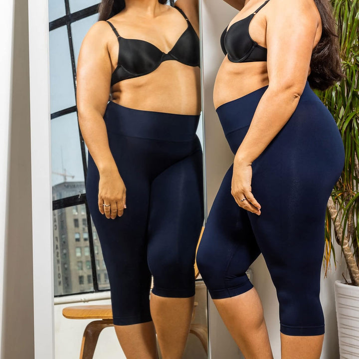 FarmaCell Bodyshaper 604Y - INNGERGY FIR Effekt Anti-Cellulitis Schlankheits Capri Shorts XXL Blau,