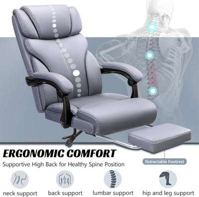 FelixKing Bürostuhl, Chefsessel, Chefsessel aus Leder, Ergonomischer hoher Bürostuhl, Bequemer drehb