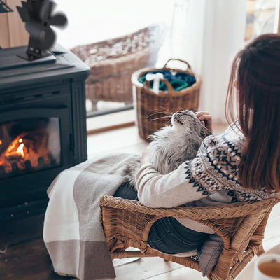 Relaxdays Ofenventilator ohne Strom, geräuscharm, für Kamin & Ofen, hitzebetrieben, 4 Blätter, Kamin