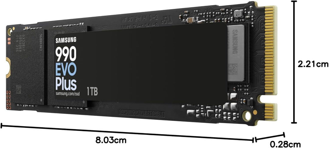 Samsung 990 EVO Plus NVMe M.2 SSD 1 TB, PCIe 4.0 x4 / PCIe 5.0 x2, NVMe 2.0 (2280), 7.150 MB/s Lesen