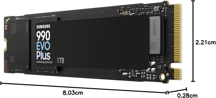 Samsung 990 EVO Plus NVMe M.2 SSD 1 TB, PCIe 4.0 x4 / PCIe 5.0 x2, NVMe 2.0 (2280), 7.150 MB/s Lesen