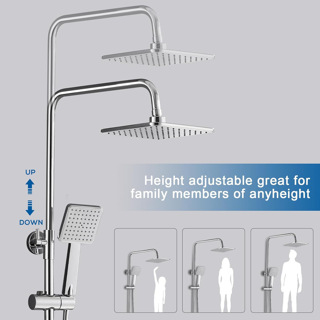 BONADE Duschsystem mit Thermostat, Regendusche mit Armatur, Edelstahl Duscharmatur Komplettset, Dusc