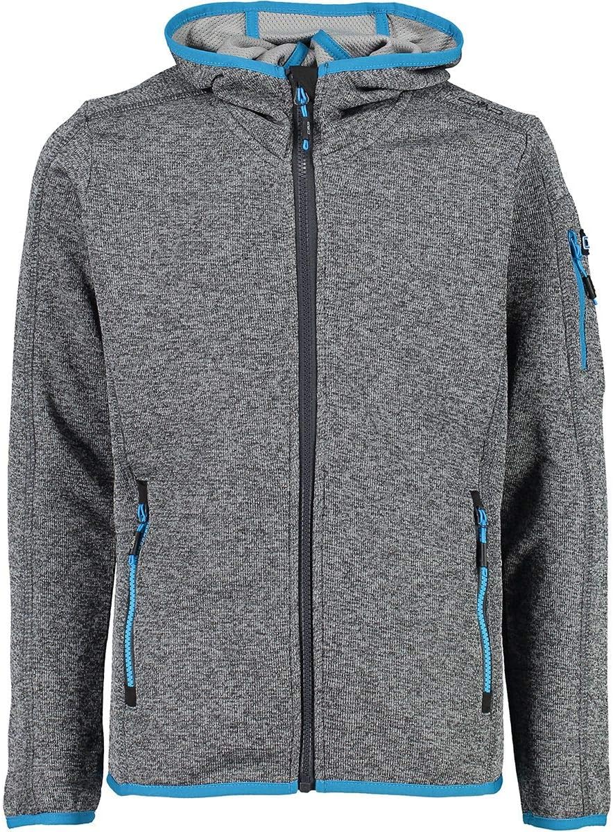 CMP Jungen Kinder-knit-tech-jacke mit Fester Kapuze KID JACKET FIX HOOD 110 Anthrazit-Zement, 110 An