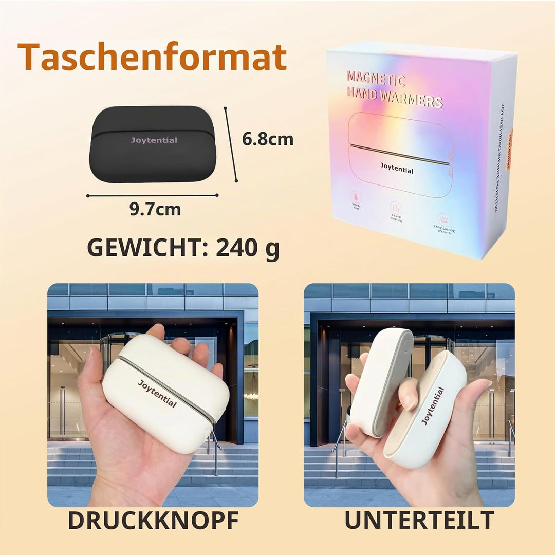 Handwärmer Taschenwärmer Elektrisch, 10000mAh 2 in 1 Handwärmer Tragbar Magnetisch, 3 Wärmestufen, T