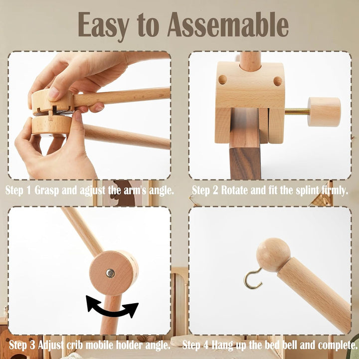 Baby Mobile Halterung Holz, Verstellbarer Mobile Halterung Wickeltisch, Abnehmbarer Mobile Krippe Ha