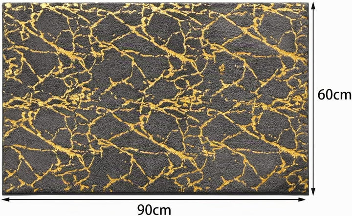 QJHOMO Badematte rutschfest waschbar Badvorleger, grau Badezimmerteppich, Gold dekorativer Teppich L