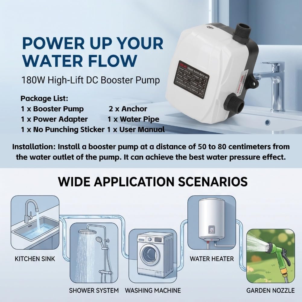 Wasserdruckerhöhungspumpe High Lift 180W Haushaltsautomatische Home Booster Pump DC 24V