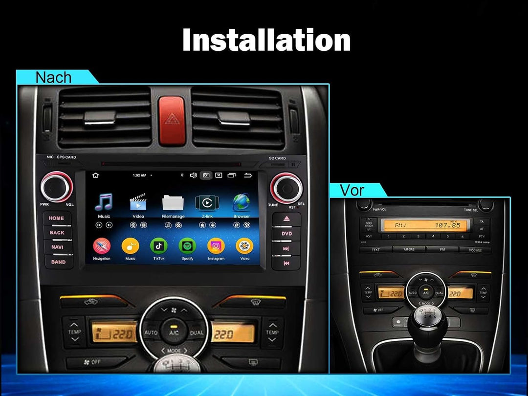 Erisin 7 Zoll 8-Kern Android 12 Autoradio mit GPS für Toyota AURIS Unterstützt Kabellos CarPlay Andr