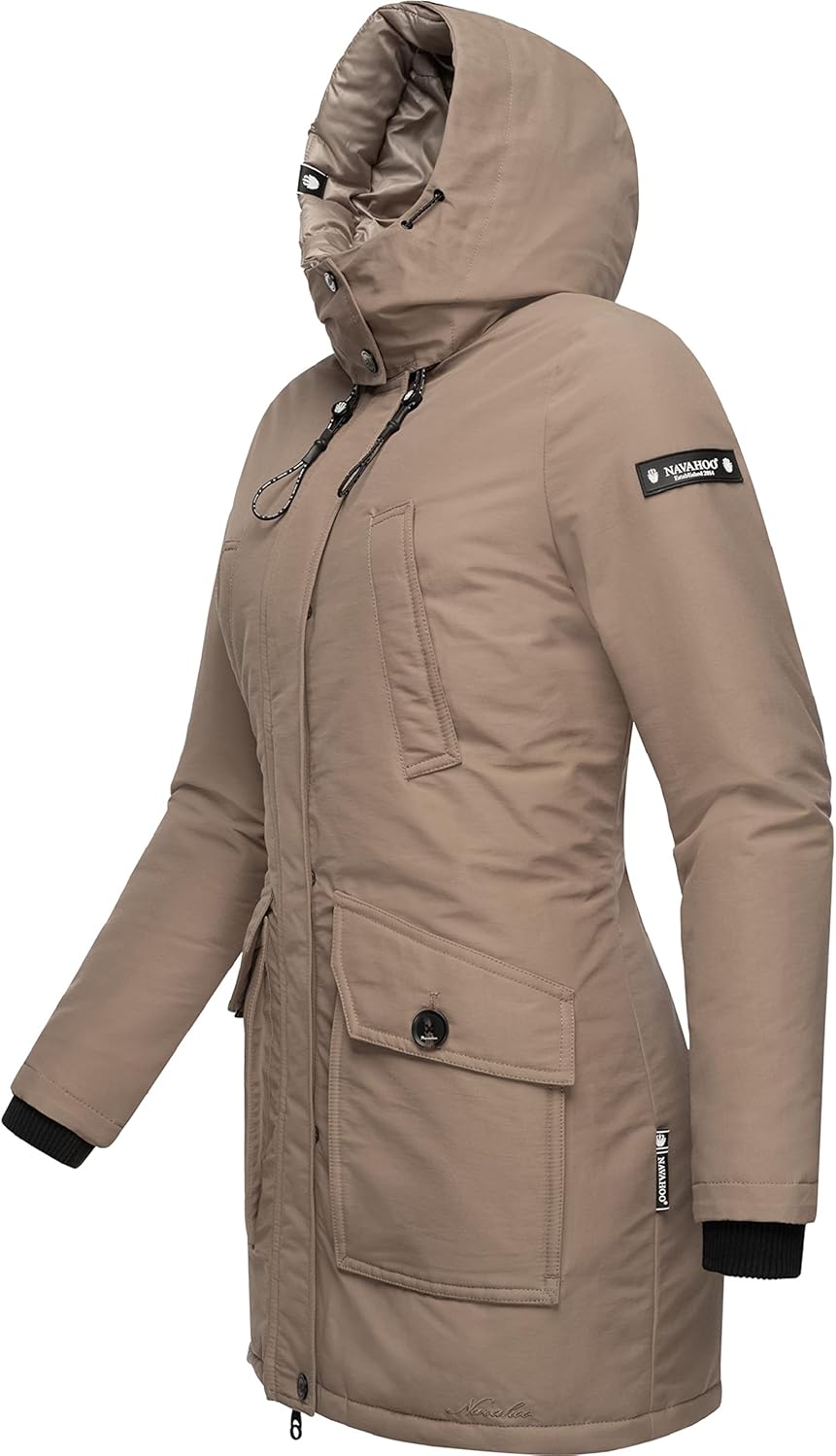 Navahoo Damen Warmer Winter Kurzmantel Blizzardstorm XS-3XL XS Taupe Grey, XS Taupe Grey
