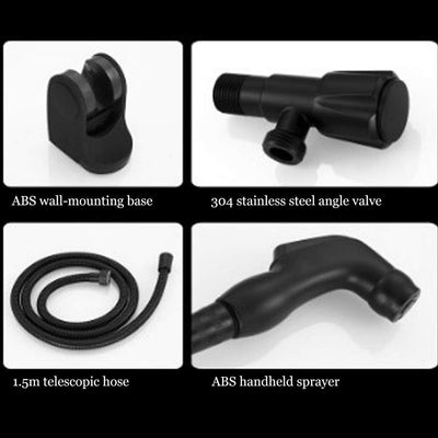 Bidet Wasserhahn - G1 / 2 Schwarz Edelstahl Handtoilette Bidet Sprayer Set Aufsatz Badzubehör