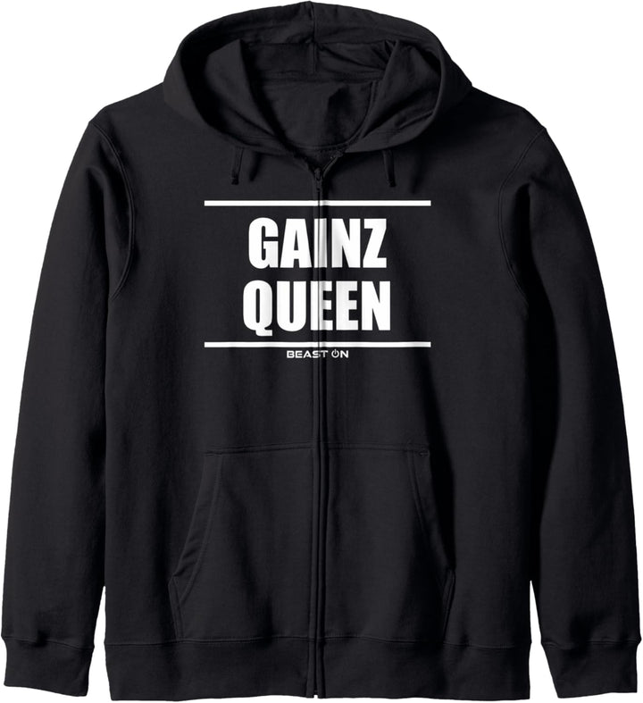 Gainz Queen Gains Bodybuilding Gym Fitness Motivation Spruch Kapuzenjacke