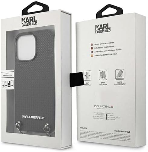 Karl Lagerfeld Leder Strukturiert und Kette – iPhone 13 Pro Hülle (Schwarz)