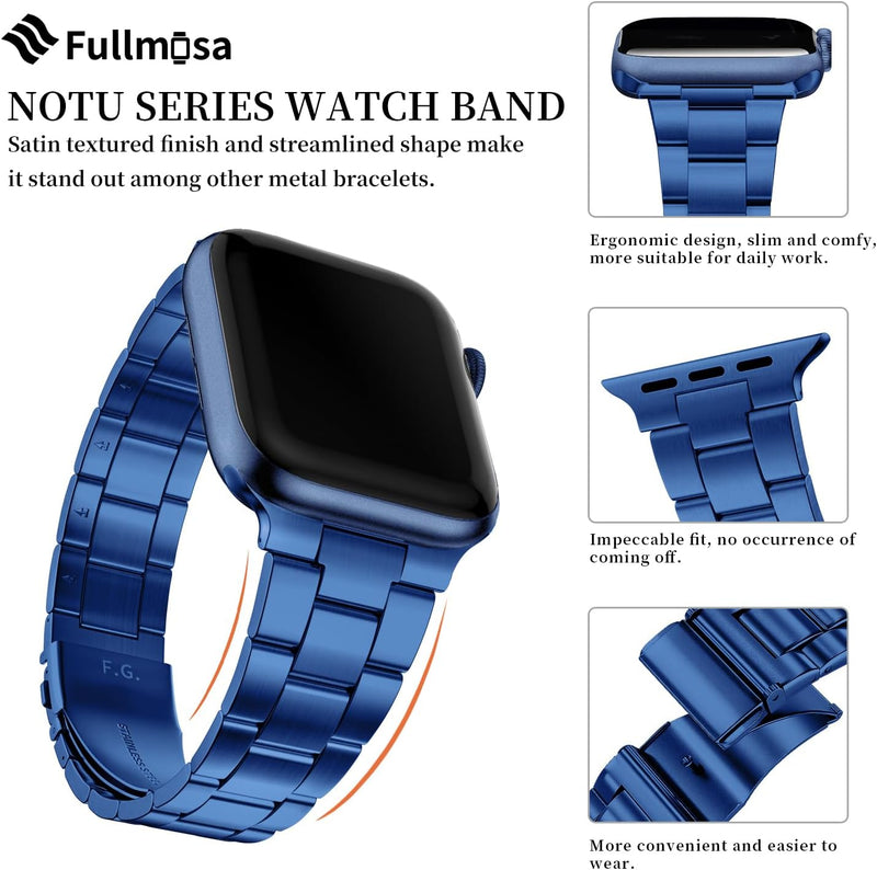 Fullmosa für Apple Watch Armband 41mm 40mm 38mm Edelstahl Metallarmband mit Uhrengehäuse für iwatch