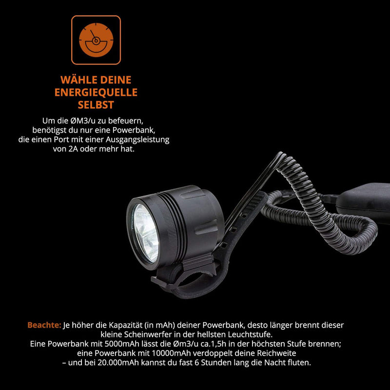 USB Helmlampe Stirnlampe Sport und Freizeitlampe mit 950 Lumen | 4 Leuchtmodi | kann mit allen 5V Po