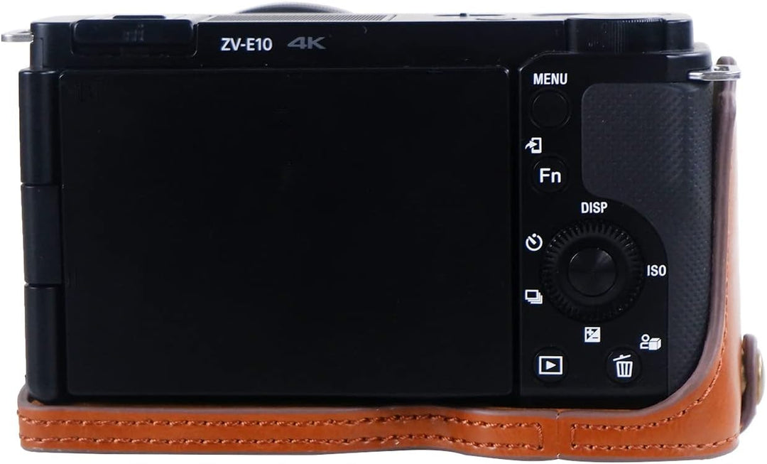 Rieibi ZVE10 Hülle - Qualität PU Leder Hülle für Sony ZV-E10 spiegellose Digitalkamera - Griff Schut
