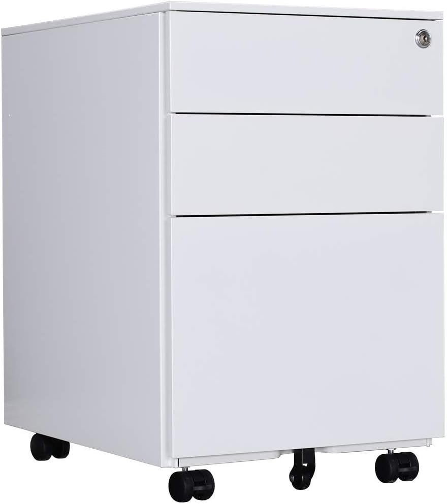 Aktenschränke,Schrankkorpus Vormontiert, Rollcontainer Büro-Rollcontainer mit Anti-umkippen-mechanis