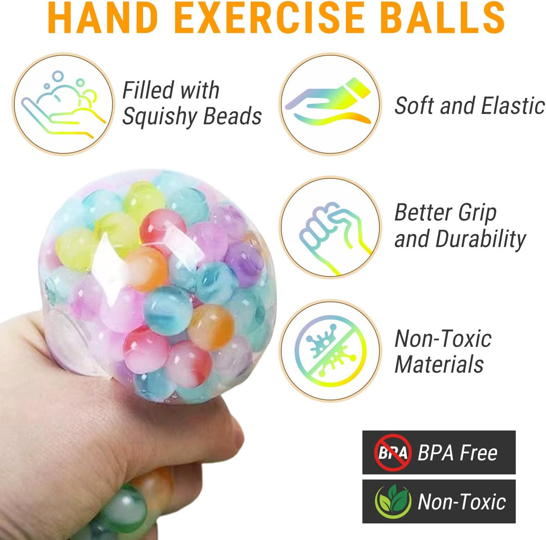 4 Stück Stressball Erwachsene mit 1 Stück Fingertrainer, Antistressball,Hand Übungsbälle, Hand Thera