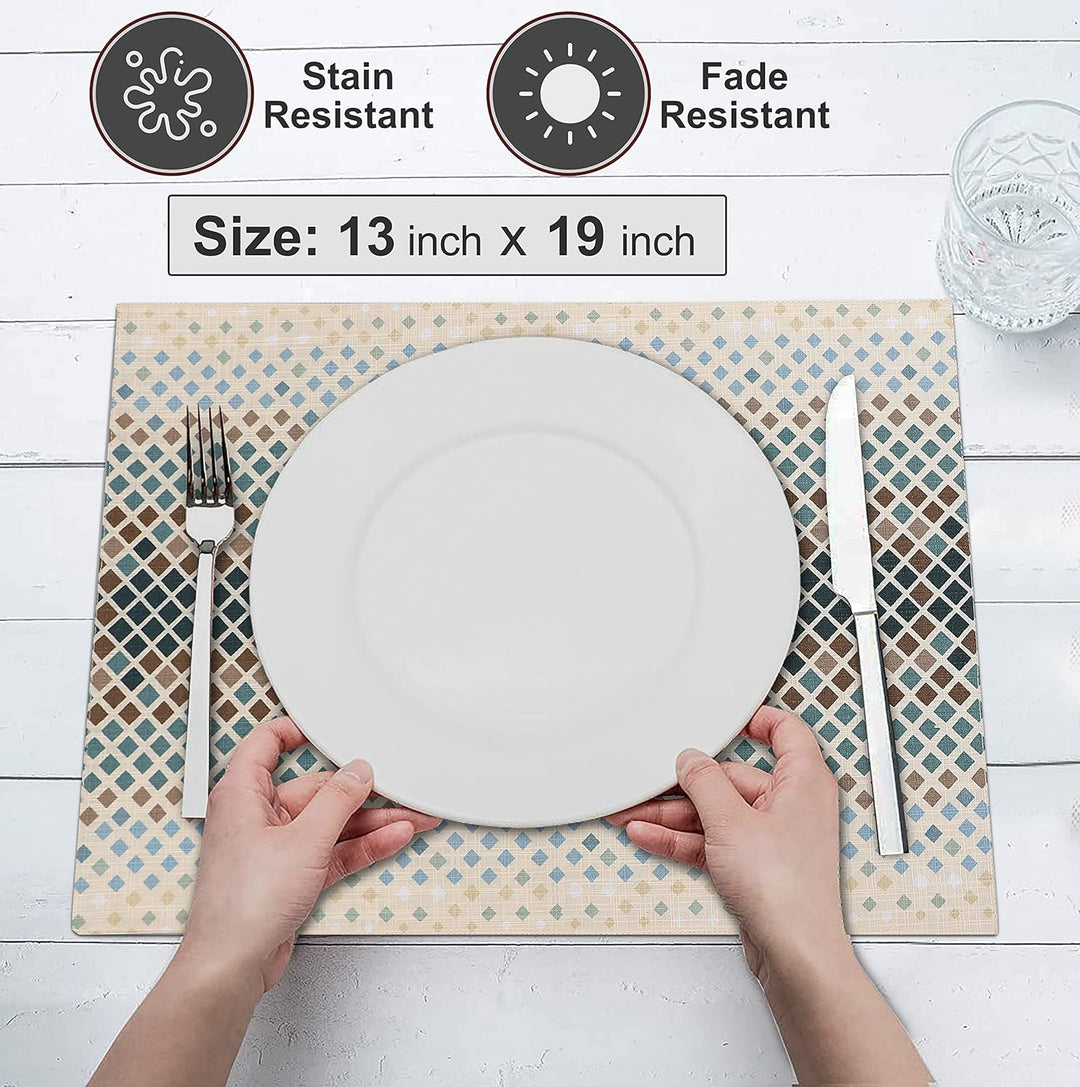 Ruvanti Tischsets für den Esstisch 100% Baumwolle 33x48 cm Tischsets Set mit 6 Stück verblasste gewe