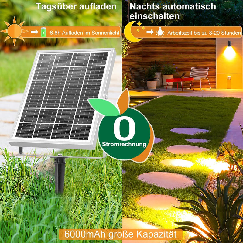 MEIKEE Solar Strahler Aussen 6 Stück mit Erdspiess Solar Gartenleuchte IP66 Wasserdicht Gartenlampe