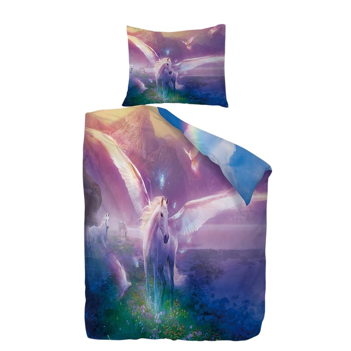 Ulticool – Bettbezug – Bettwäsche Einhorn Unicorn Pferd Regenbogen – 140 x 200 cm – Kissenbezug 60 x