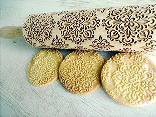 KALEIDOSKOP Nudelholz. Geprägte Nudelholz mit Muster für hausgemachtes Gebäck und Keramik. Teigrolle