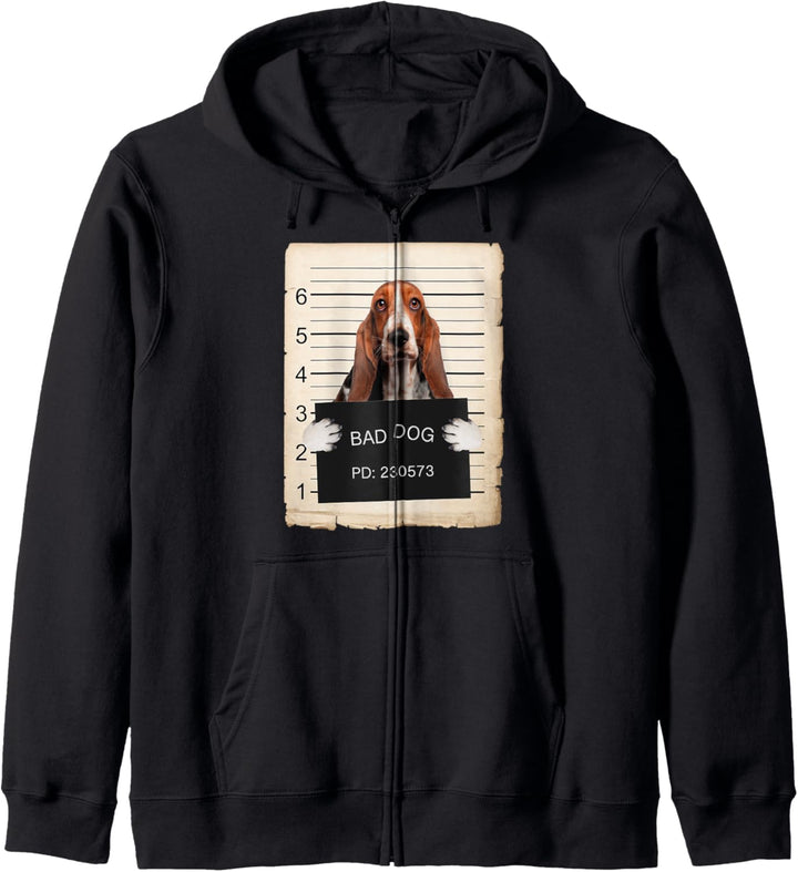 Basset hound Dog mug shot Kapuzenjacke
