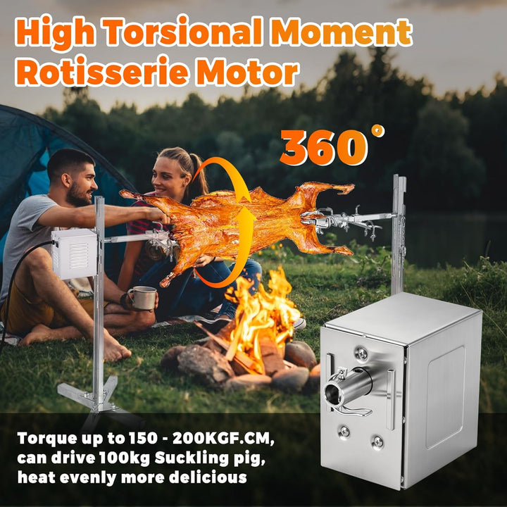 YJINGRUI 45W Grillmotor für Grillspiess, (150-200kg High Torque) Heavy Duty Grillmotoren, Grillspies