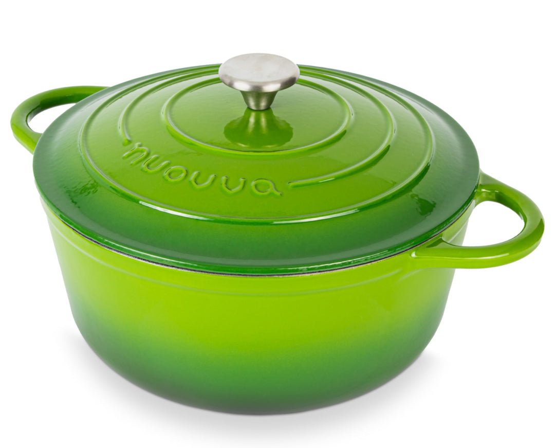 Gusseisen Dutch Oven mit Deckel – Emaille-Kochtopf mit Antihaft, Ofenfest – Grün, 6.1 Liter, 28 cm –