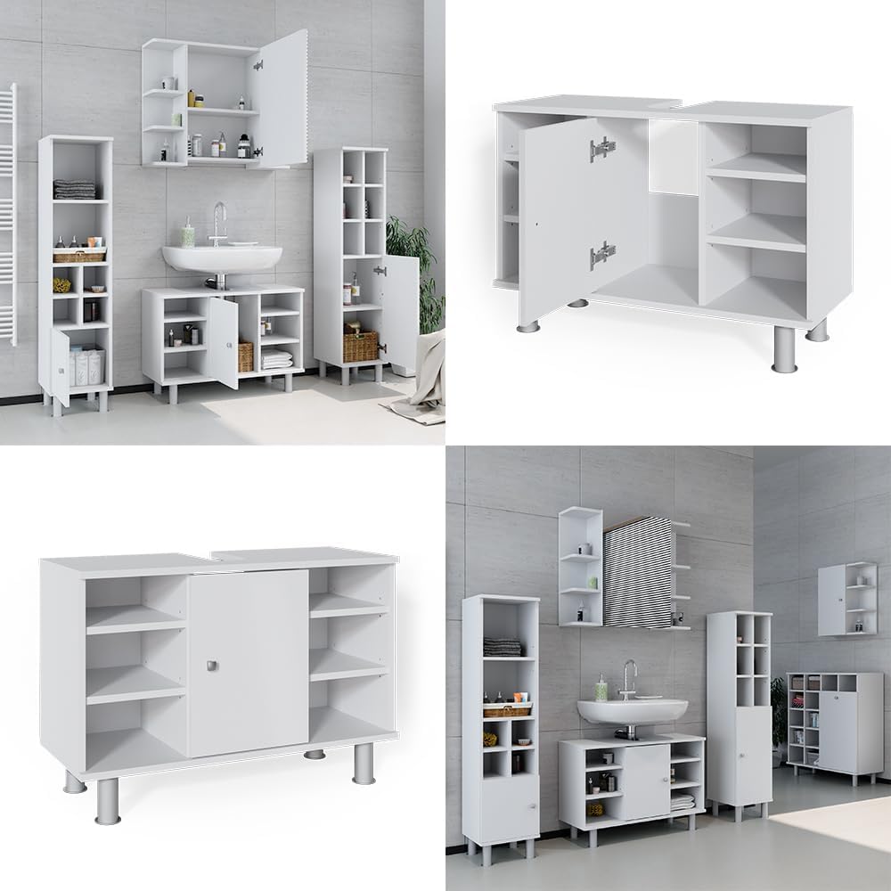 Vicco Waschbeckenunterschrank Fynn, Weiss, 80 x 54 cm, Weiss