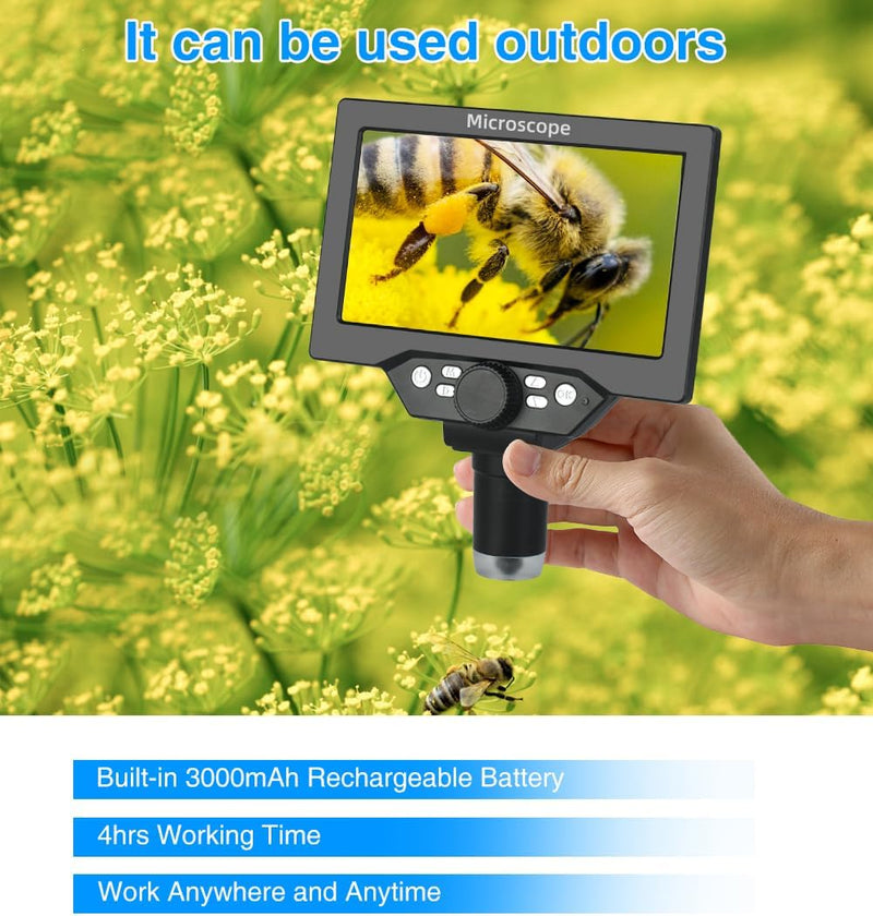 Koolertron LCD Digital Mikroskop, 7 Zoll 1080P USB Mikroskop mit Licht und Fernbedienung, Mikroskopk