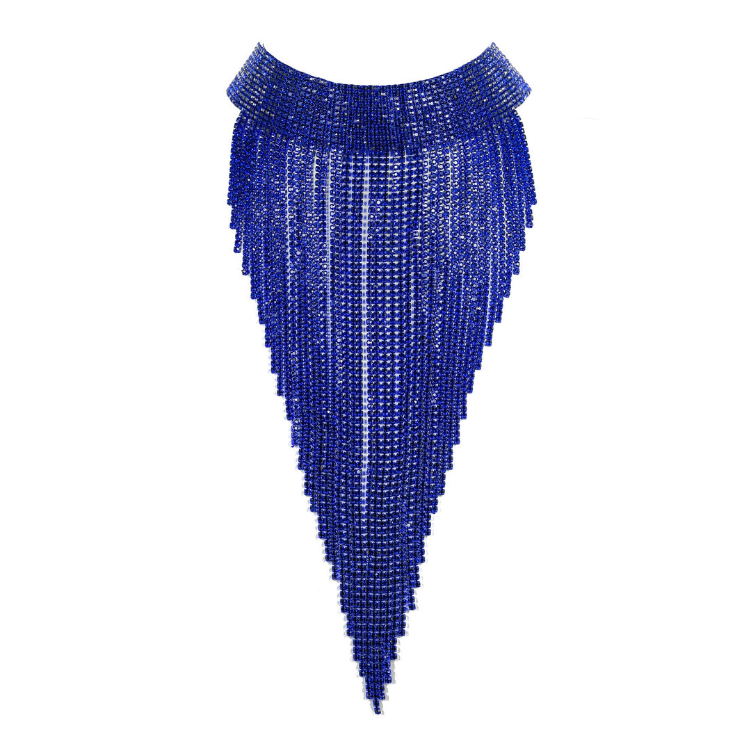 EVER FAITH Damen Kristall Lätzchen Anweisung Lange Quaste Choker Halskette Kostüm Schmuck Blau, Blau