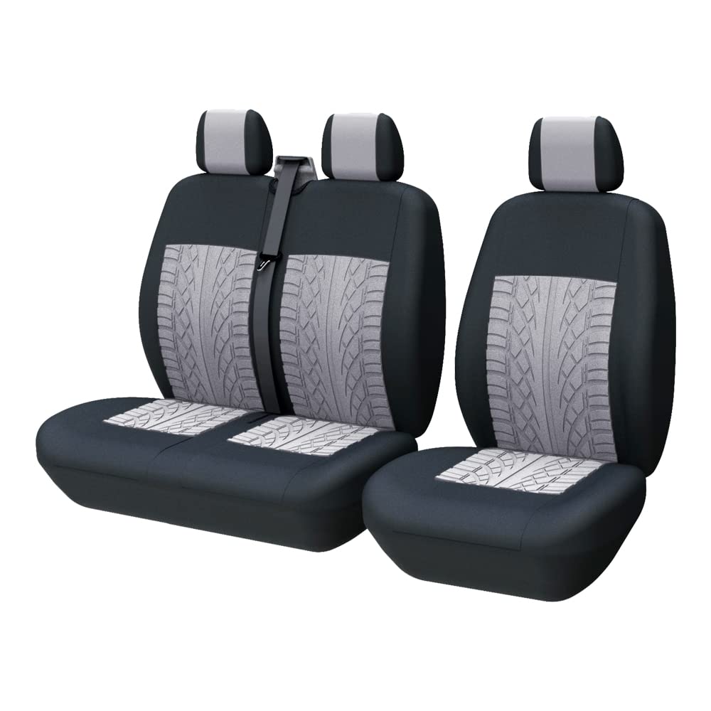 TOYOUN Universal Sitzbezüge Auto für Transporter LKW Vordersitze Autositzbezüge 3D-Reifen-Spur-Muste