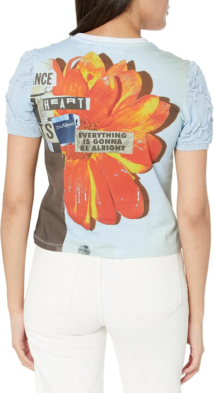 Desigual Damen T-Shirt L Blau, L Blau