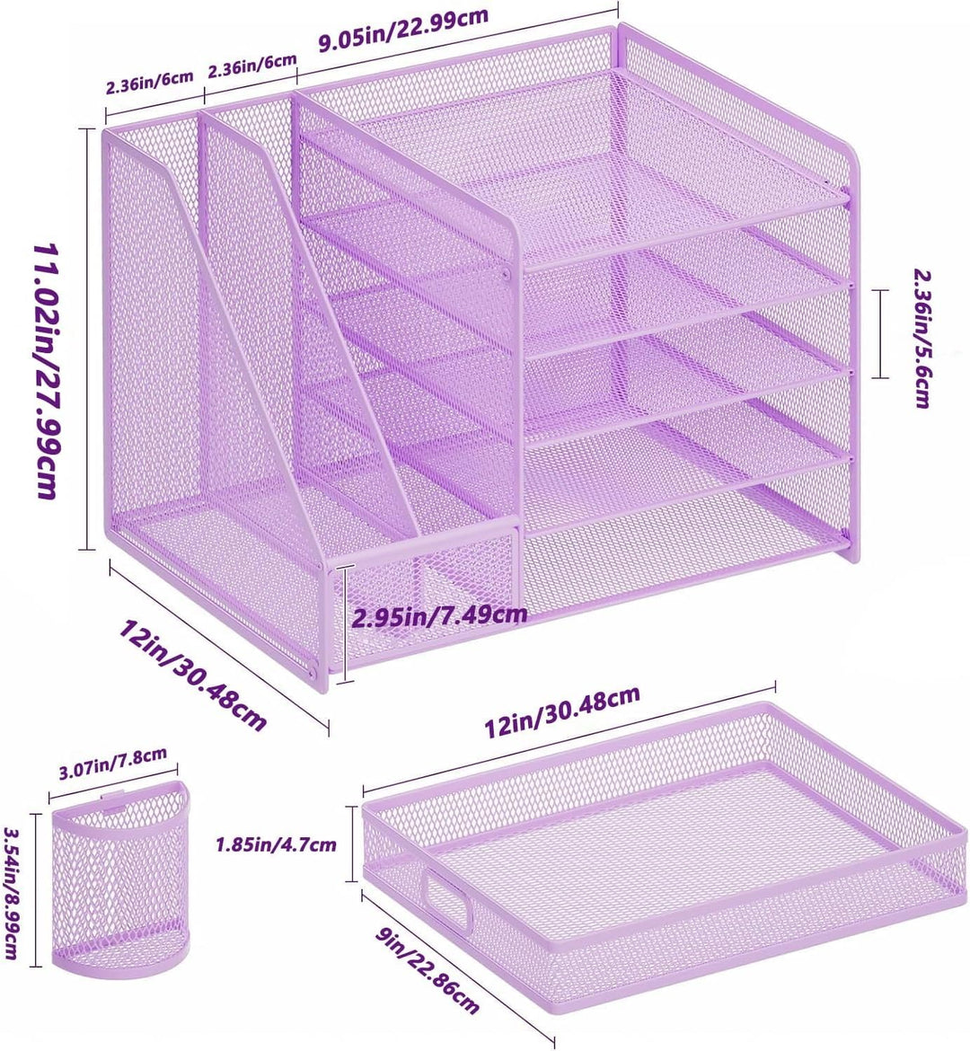 Marbrasse Schreibtisch Organizer mit Aktenhalter, 5 Ebenen Papier Briefablage mit Schublade und 2 St