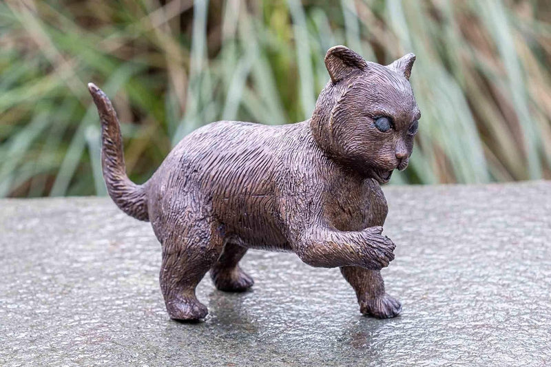 IDYL Bronze-Skulptur Stehendes Kätzchen | 10x6x15 cm | Katzen Tierfigur aus Bronze handgefertigt | G