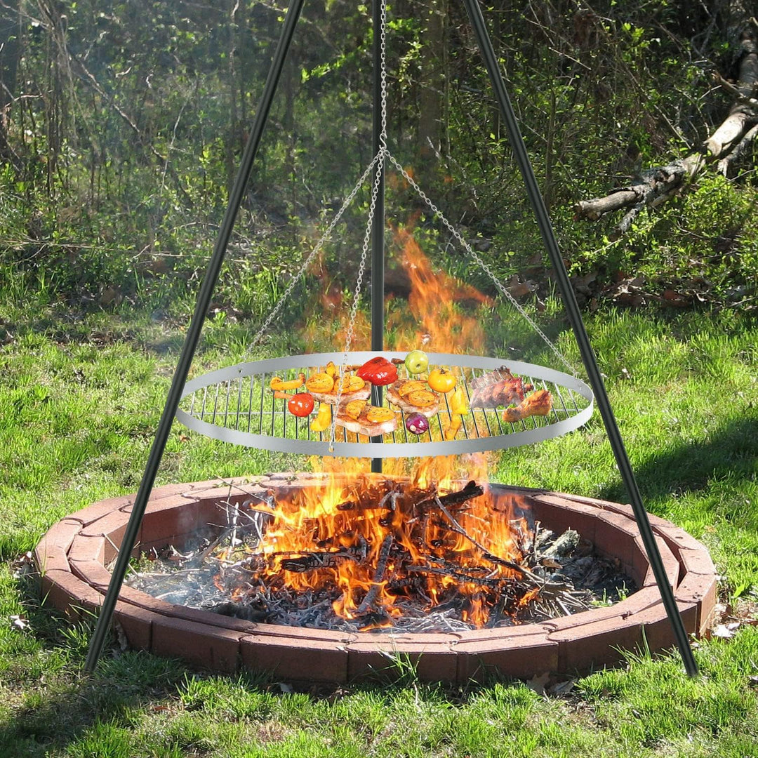 GriHero Grillrost Edelstahl Rund für Schwenkgrill, Ø 70 cm Grillgitter mit 3 Aufhängungsbohrungen fü