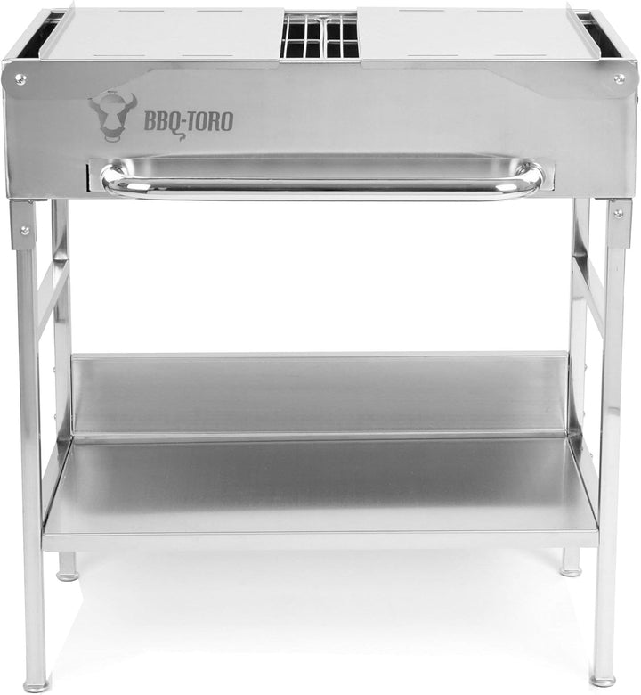 BBQ-Toro Grilltisch mit elektrischem Spiessdreher und Grillrost | Edelstahl Grill mit Drehspiess Auf