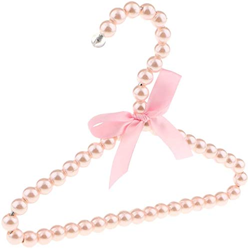 POFET 5 Stück Kinder Kinder Faux Pearl Perlen Kleiderbügel mit Band Bowknot Pink, Pink