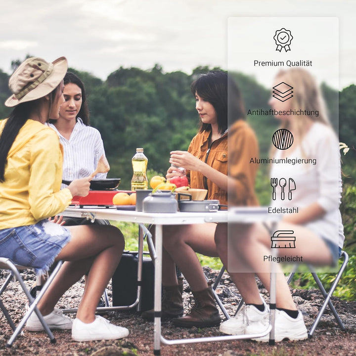MSPORTS Camping Kochset Premium - Kochgeschirr Outdoor aus Aluminium um Geschirr Set Kochtopf Topf &