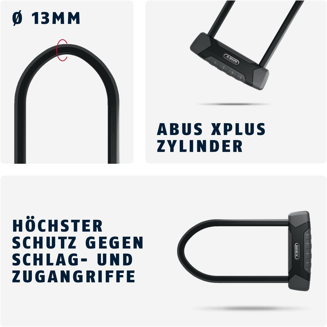 ABUS Bügelschloss Granit XPlus 540 + USH-Halterung - Fahrradschloss mit 13 mm starkem Bügel und XPlu