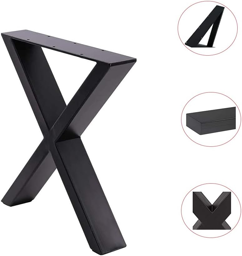 Fayelong Tischbeine aus Stahl, Tischgestell X-Form Metall Schwarz Tischkufen, 71,1 x 50,8 cm, Esstis