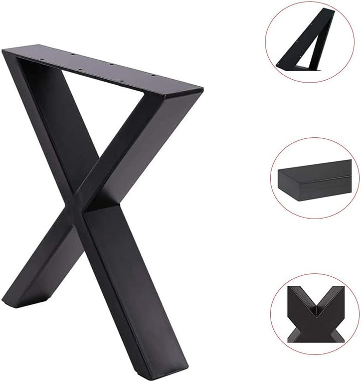 Fayelong Tischbeine aus Stahl, Tischgestell X-Form Metall Schwarz Tischkufen, 71,1 x 50,8 cm, Esstis