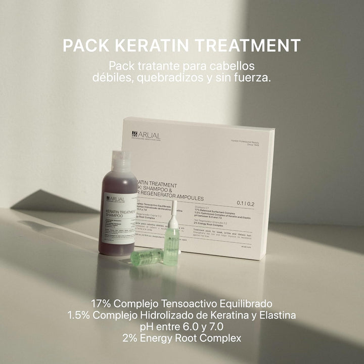 Arual Keratin Champu Pack 251Ml + Ampollas 8U.