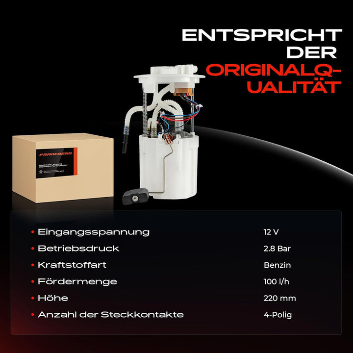 Frankberg Kraftstoffpumpe Benzinpumpe Kraftstoff-Fördereinheit Modul Satz ohne Drucksensor 4-Polig K